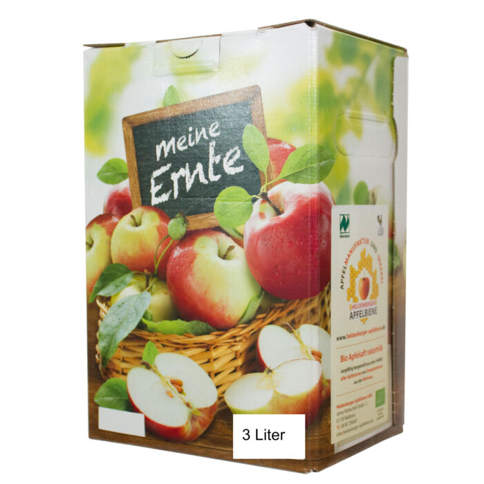 <div style="font-size: 24px;">Bio-Apfelsaft </div><div style="font-size: 22px;">im 3-Liter-Karton</div>